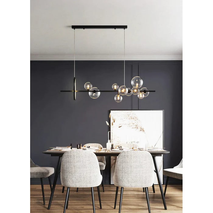 LED Chandeliers Linear Pendant Light Glass Spheres Black Ceiling - Image 8