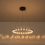 LED Chandeliers Modern Black Glass Circle Chandelier With Adjustable Height - Image 6