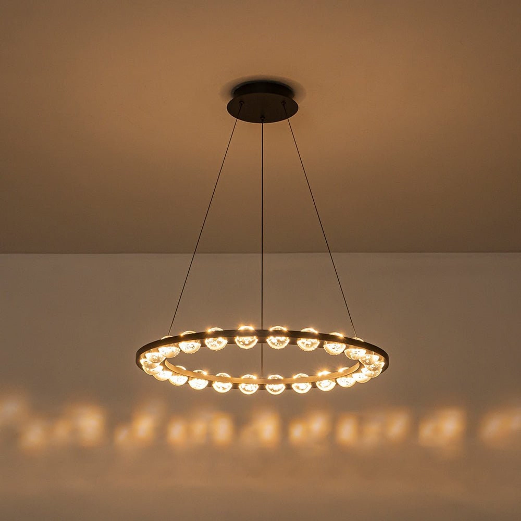 LED Chandeliers Modern Black Glass Circle Chandelier With Adjustable Height - Image 6