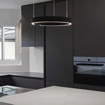 Modern Round Metal LED Chandeliers Ceiling Light - Black Kitchen Installation