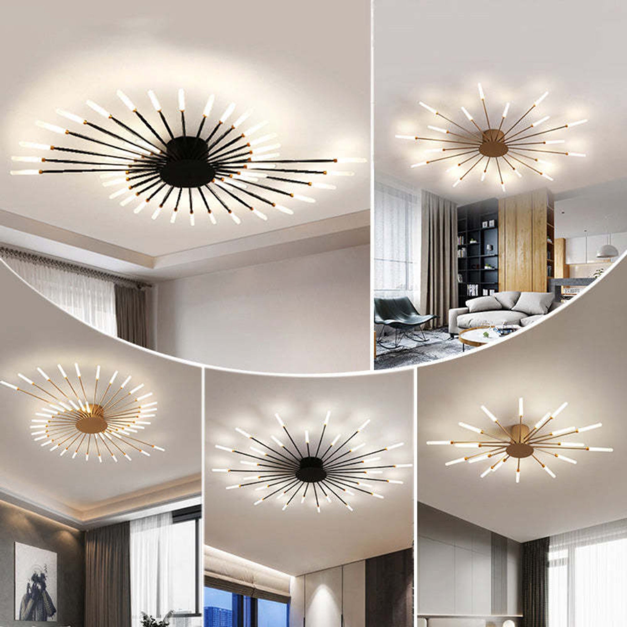 LED Chandeliers Modern Starburst Ceiling Light Finish - Image 16
