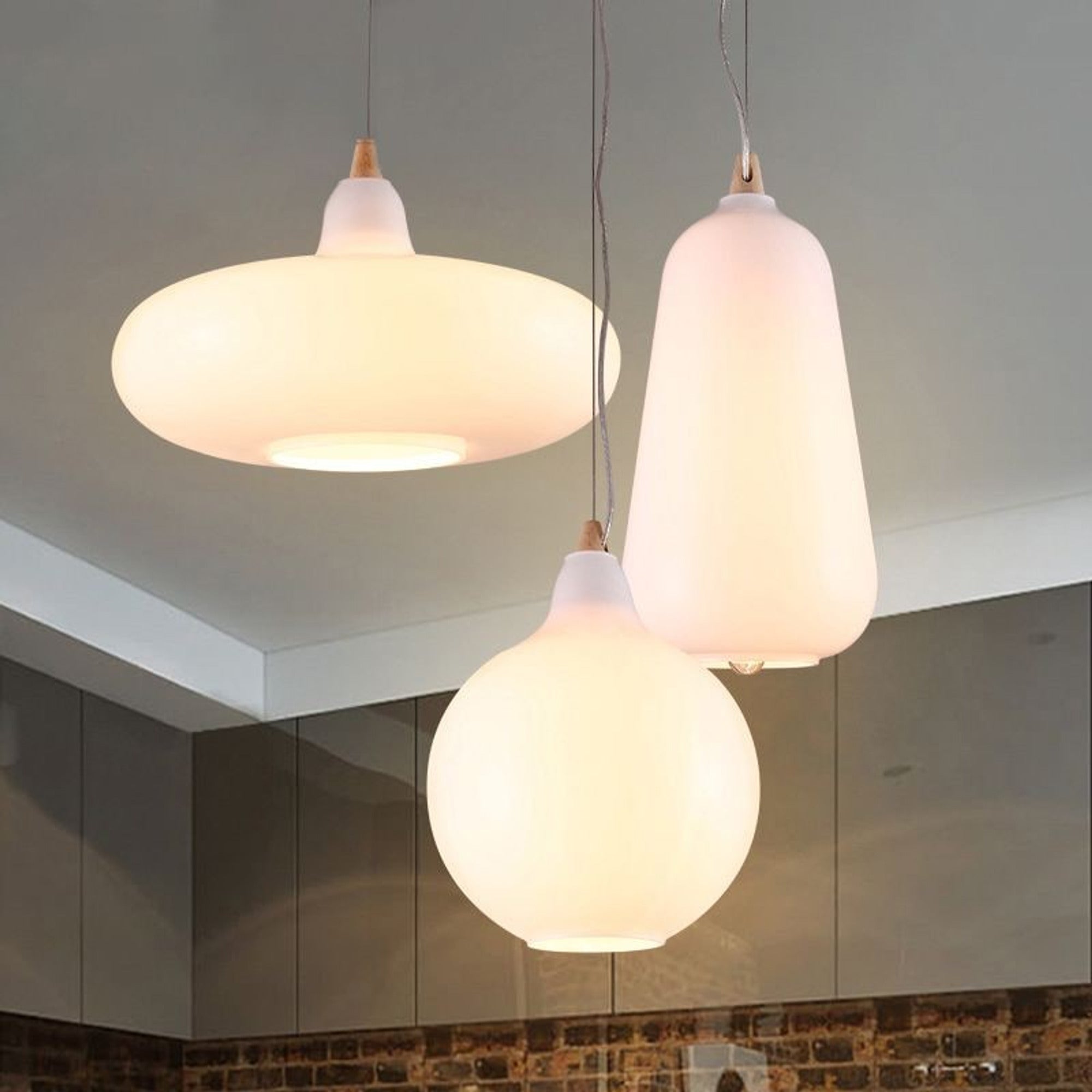 LED Chandeliers Pendant Light Glass Wood Accent Modern Indoor Lighting - Image 2