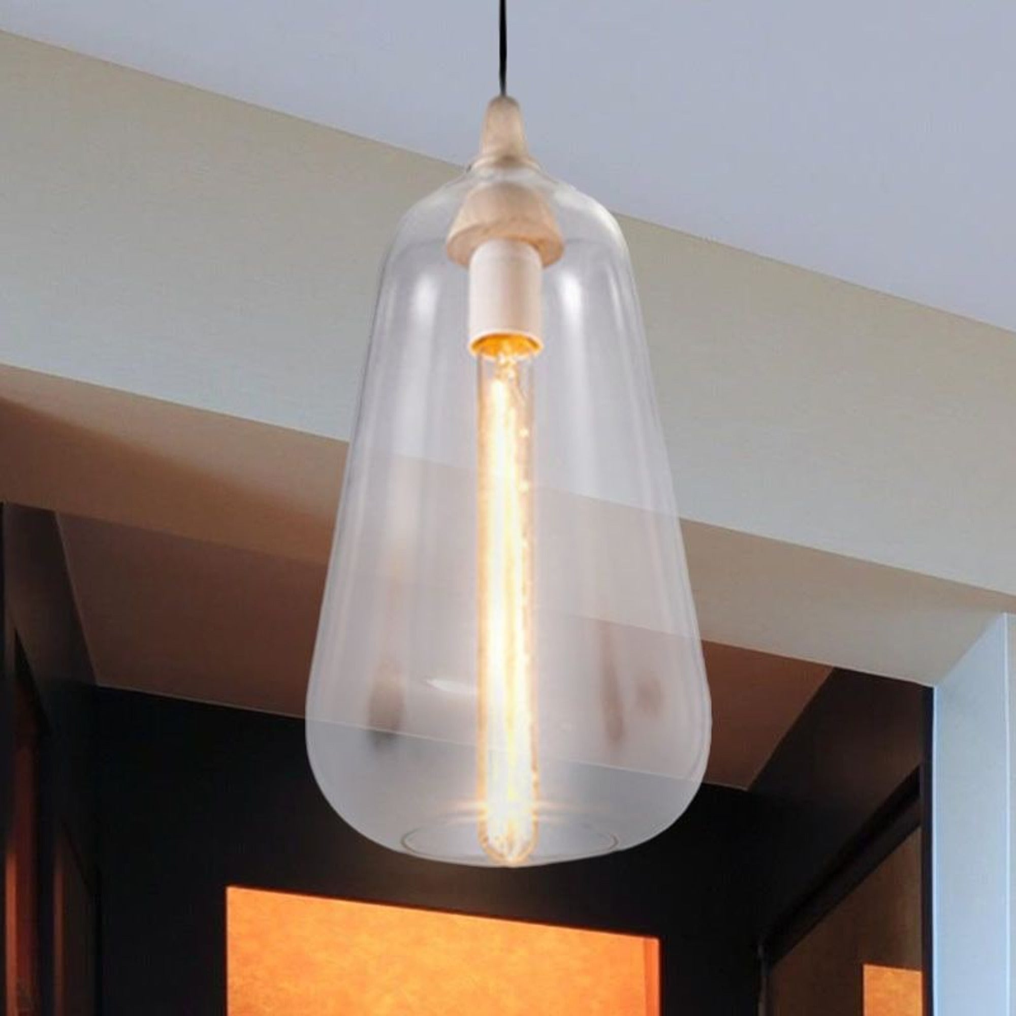 LED Chandeliers Pendant Light Glass Wood Accent Modern Indoor Lighting - Image 12
