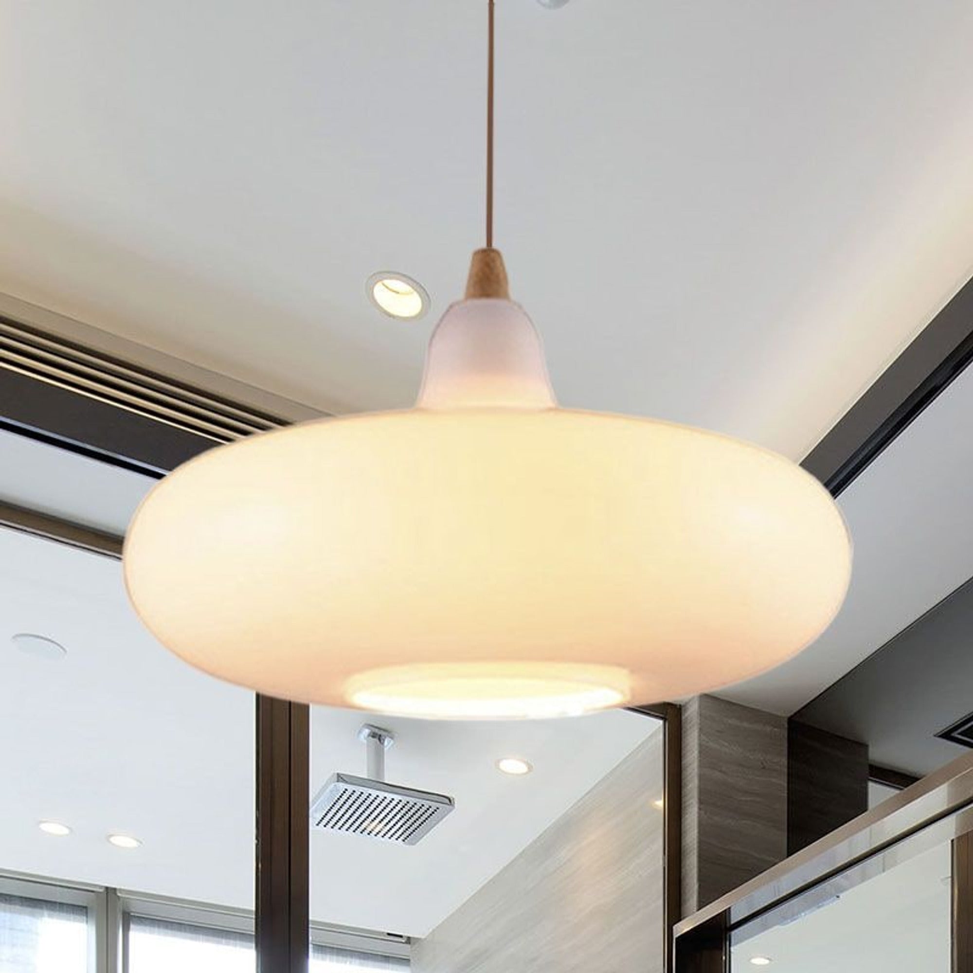 LED Chandeliers Pendant Light Glass Wood Accent Modern Indoor Lighting - Image 6