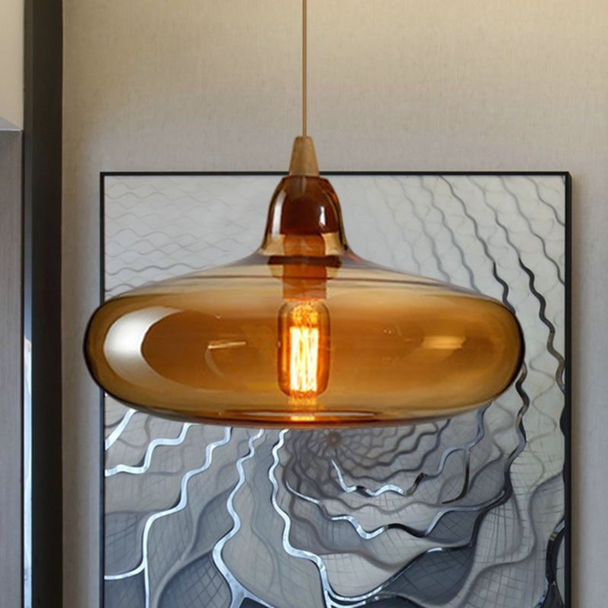 LED Chandeliers Pendant Light Glass Wood Accent Modern Indoor Lighting - Image 8