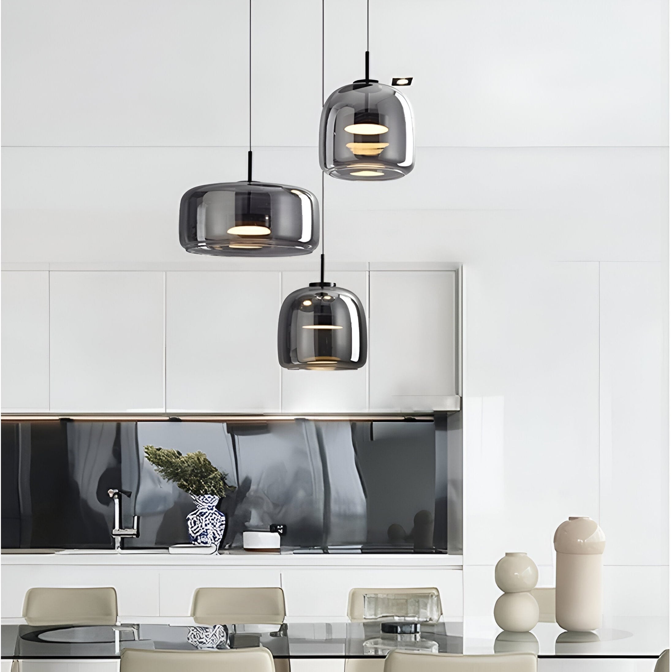 LED Chandeliers Pendant Light Modern Glass Adjustable Height Hand-Blown Ceiling Fixture - Image 11