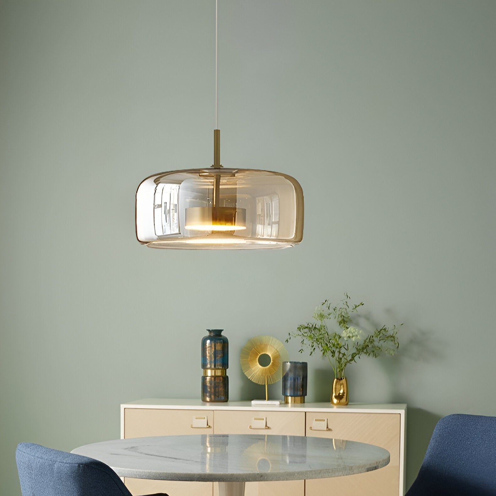 LED Chandeliers Pendant Light Modern Glass Adjustable Height Hand-Blown Ceiling Fixture - Image 24