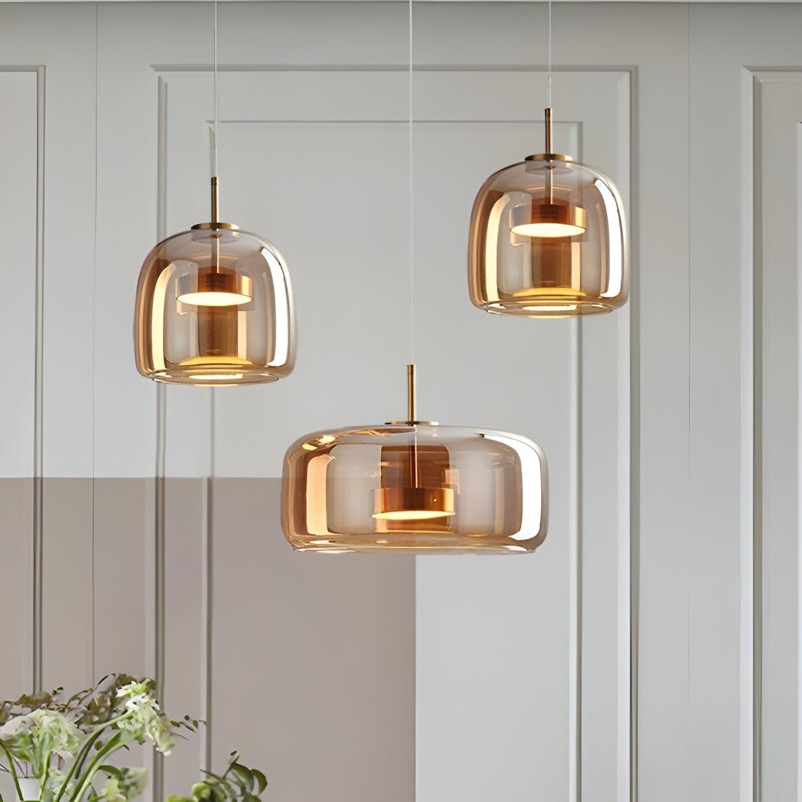 LED Chandeliers Pendant Light Modern Glass Adjustable Height Hand-Blown Ceiling Fixture - Image 8
