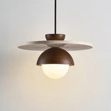 LED Chandeliers Stone Walnut Wood Pendant Light Chandelier - Image 1