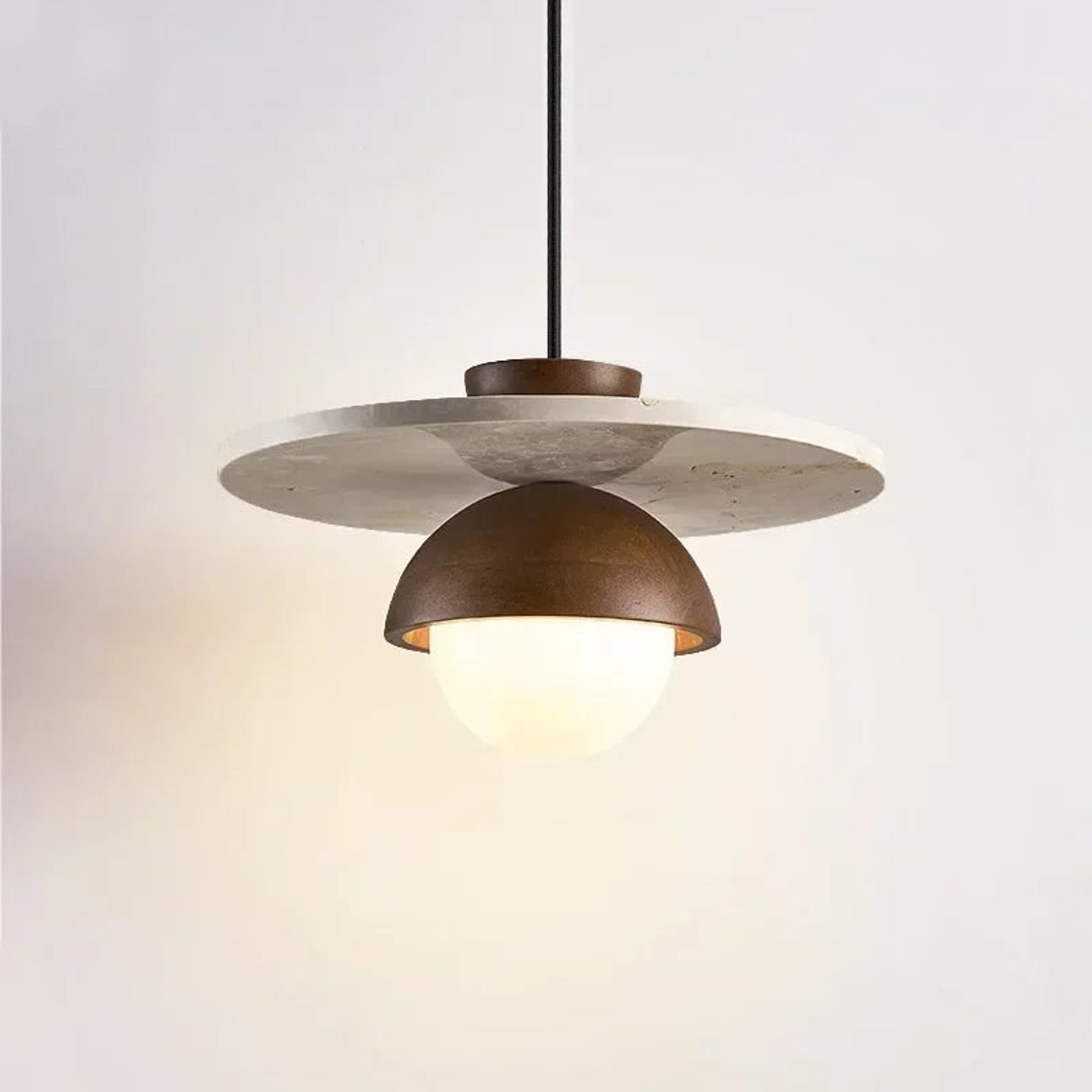 LED Chandeliers Stone Walnut Wood Pendant Light Chandelier - Image 3