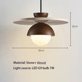 LED Chandeliers Stone Walnut Wood Pendant Light Chandelier - Image 6