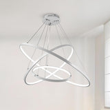 LED Chandeliers Three Ring Modern Ceiling Contemporary White - Image 1