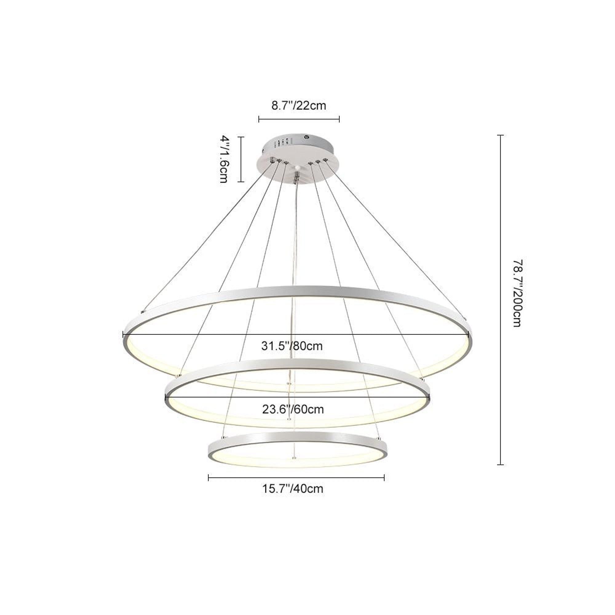 LED Chandeliers Three Ring Modern Ceiling Contemporary White - Image 10