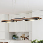 LED Chandeliers Wooden Linear Ceiling Light Modern Pendant Lighting For Kitchen Island - Image 1