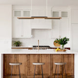 LED Chandeliers Wooden Linear Ceiling Light Modern Pendant Lighting For Kitchen Island - Image 2