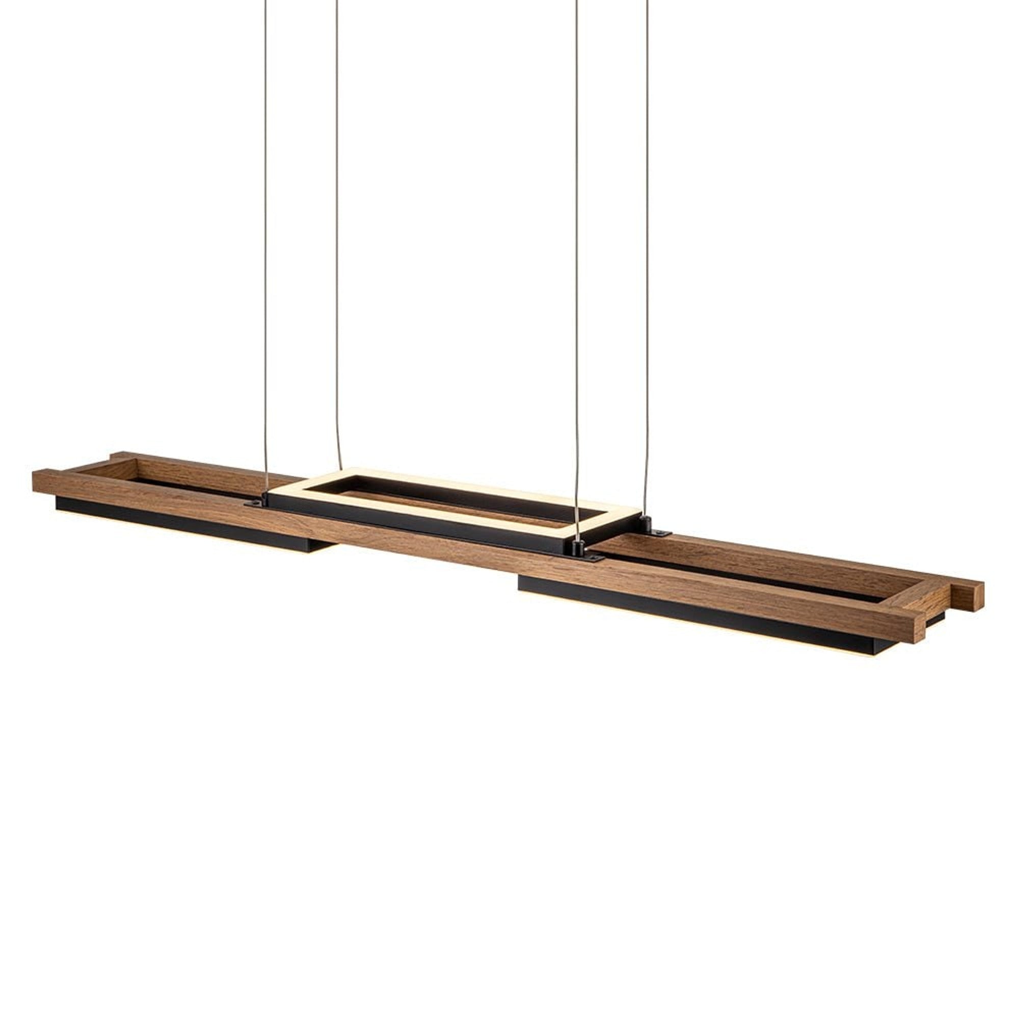 LED Chandeliers Wooden Linear Ceiling Light Modern Pendant Lighting For Kitchen Island - Image 7