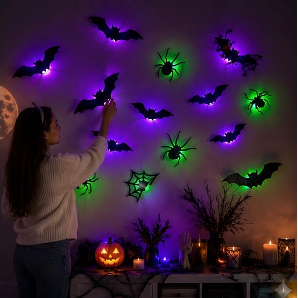 LED Halloween Wall Stickers Glow In The Dark Halloween Decorations For Indoor Outdoor Haunted House Party Decor With Lighted 3D Design - Image 11