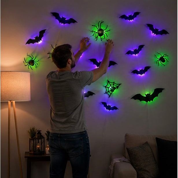 LED Halloween Wall Stickers Glow In The Dark Halloween Decorations For Indoor Outdoor Haunted House Party Decor With Lighted 3D Design - Image 12
