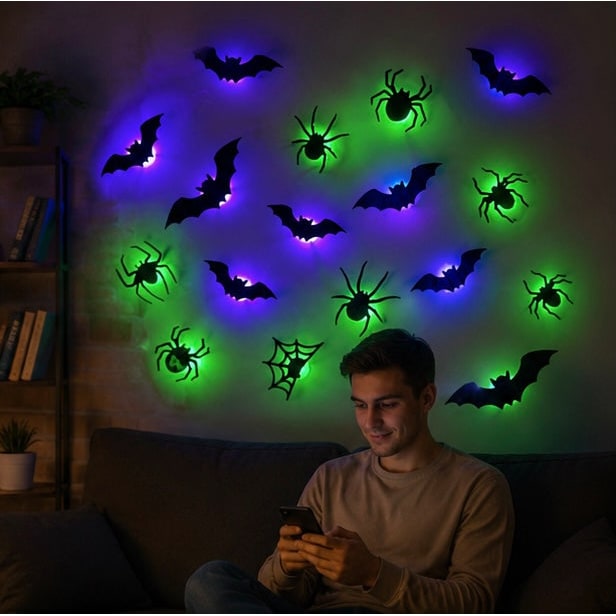 LED Halloween Wall Stickers Glow In The Dark Halloween Decorations For Indoor Outdoor Haunted House Party Decor With Lighted 3D Design - Image 7