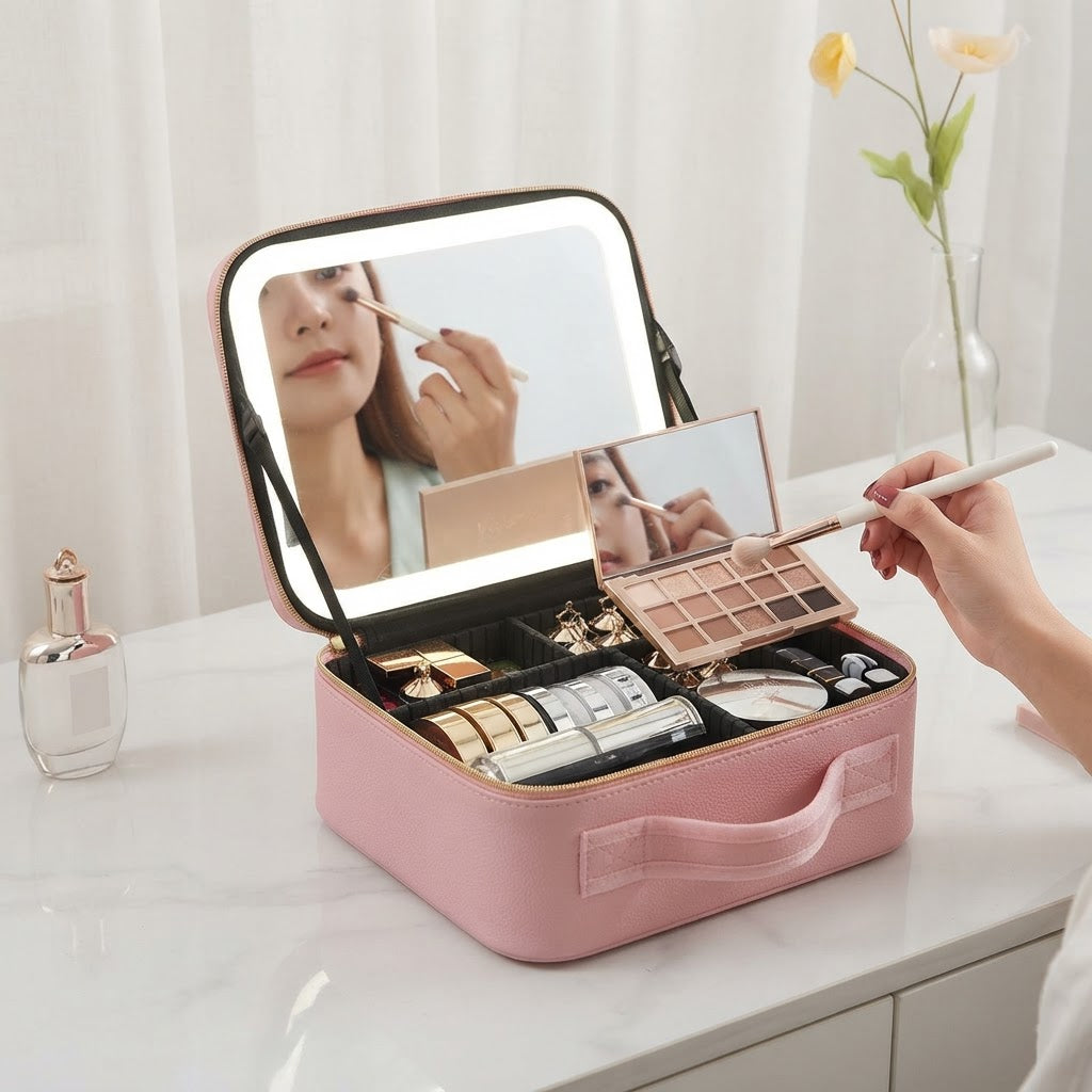 LED Makeup Case With Mirror And Organiser For Perfect Styling - Image 1
