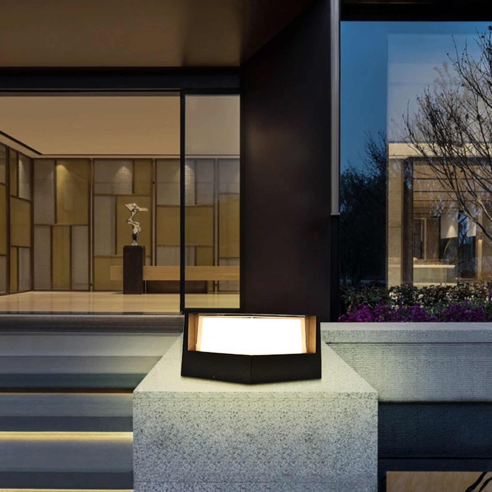LED Outdoor Black Cylindrical Glass Ground-mounted Fixture - Image 10