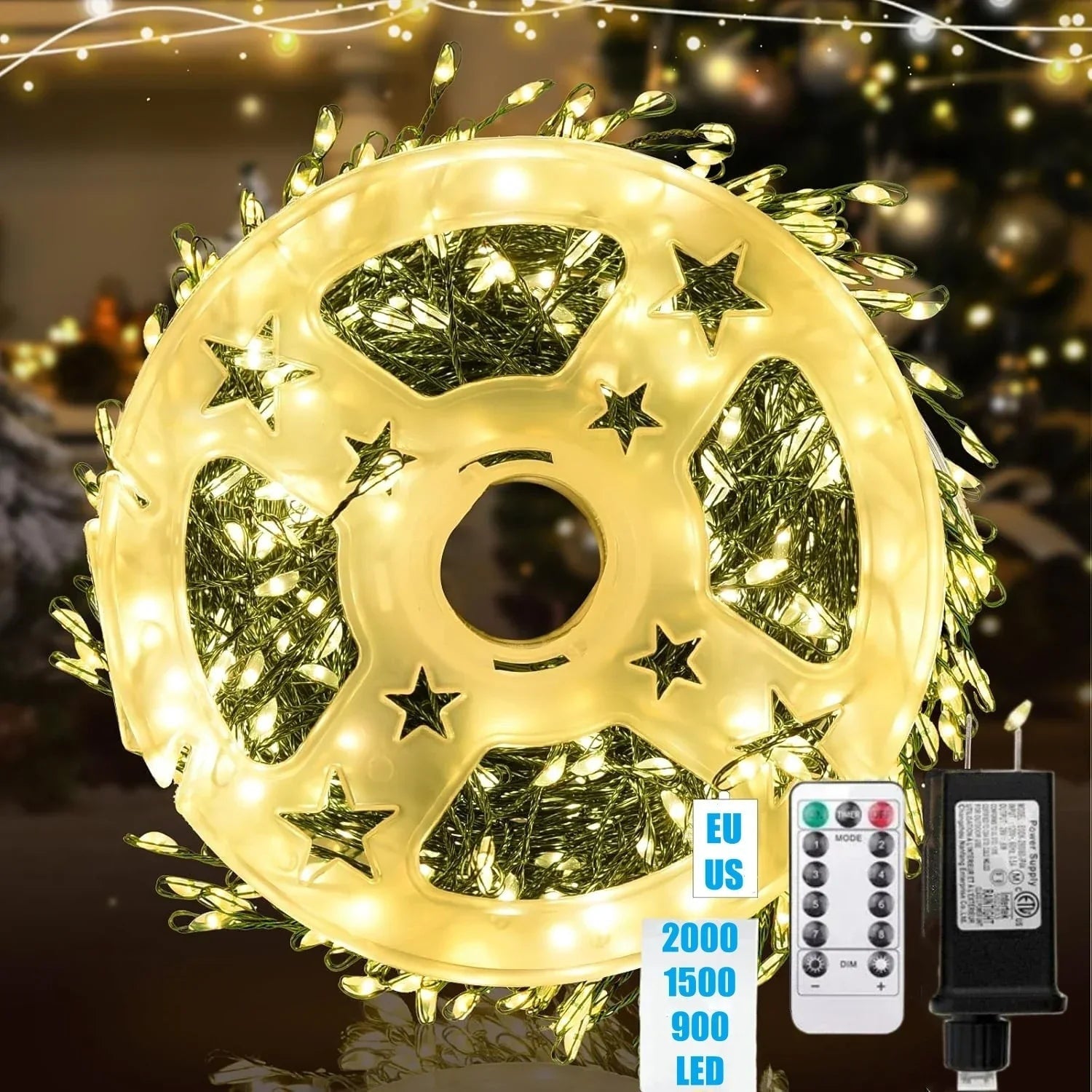 LED String Lights Outdoor Indoor Remote Dimmable Warm White Waterproof - Image 1
