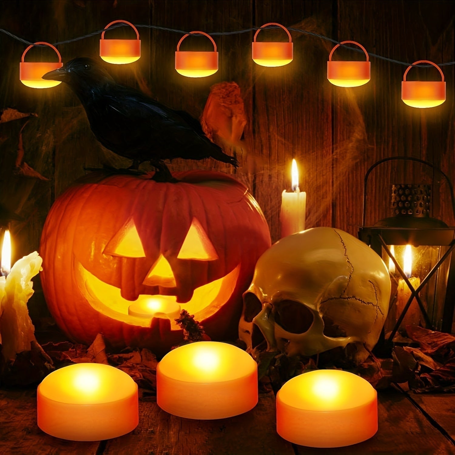 LED Tea Lights Halloween Battery Operated Flameless Candles With Remote - Image 3