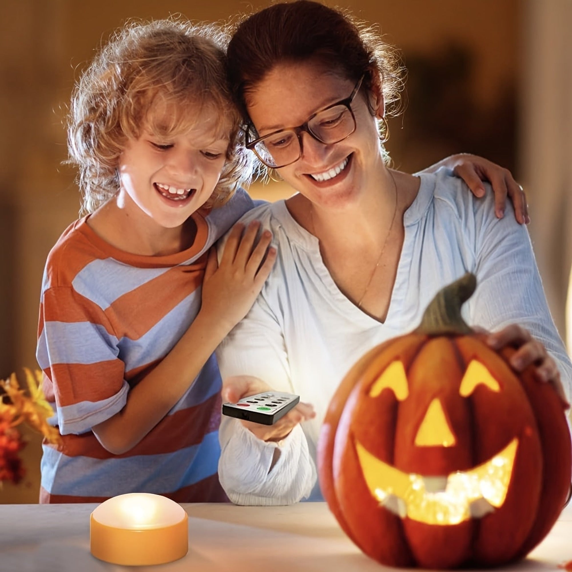 LED Tea Lights Halloween Battery Operated Flameless Candles With Remote - Image 2