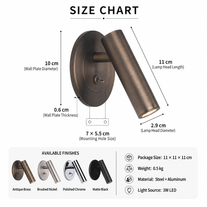 LED Wall Light Lamp For Reading Modern Mounted Metal - Image 16