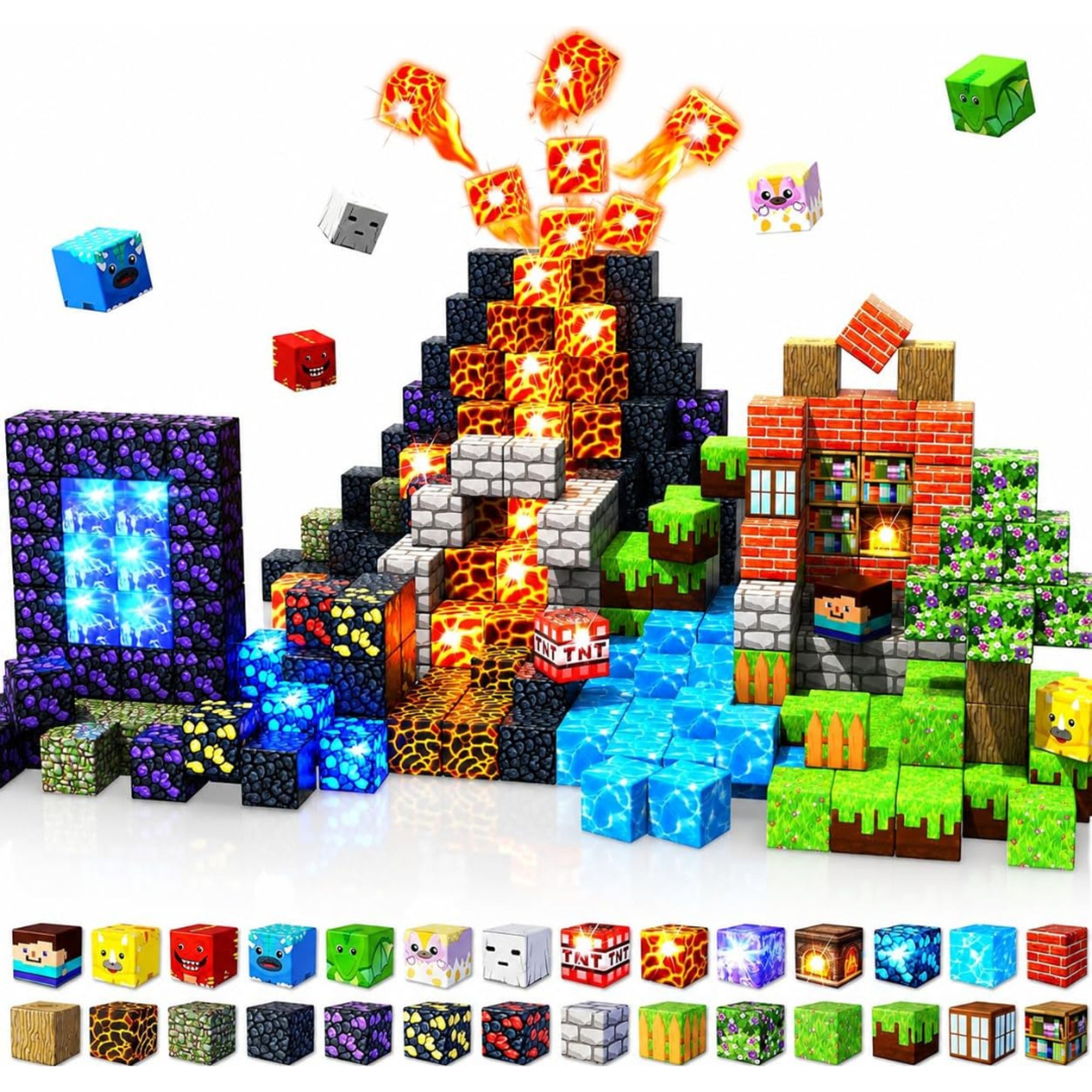 Light-Up Magnetic Building Blocks With Glowing Patterns Snap Together Easily No Instructions Needed For Creative Play - Image 1