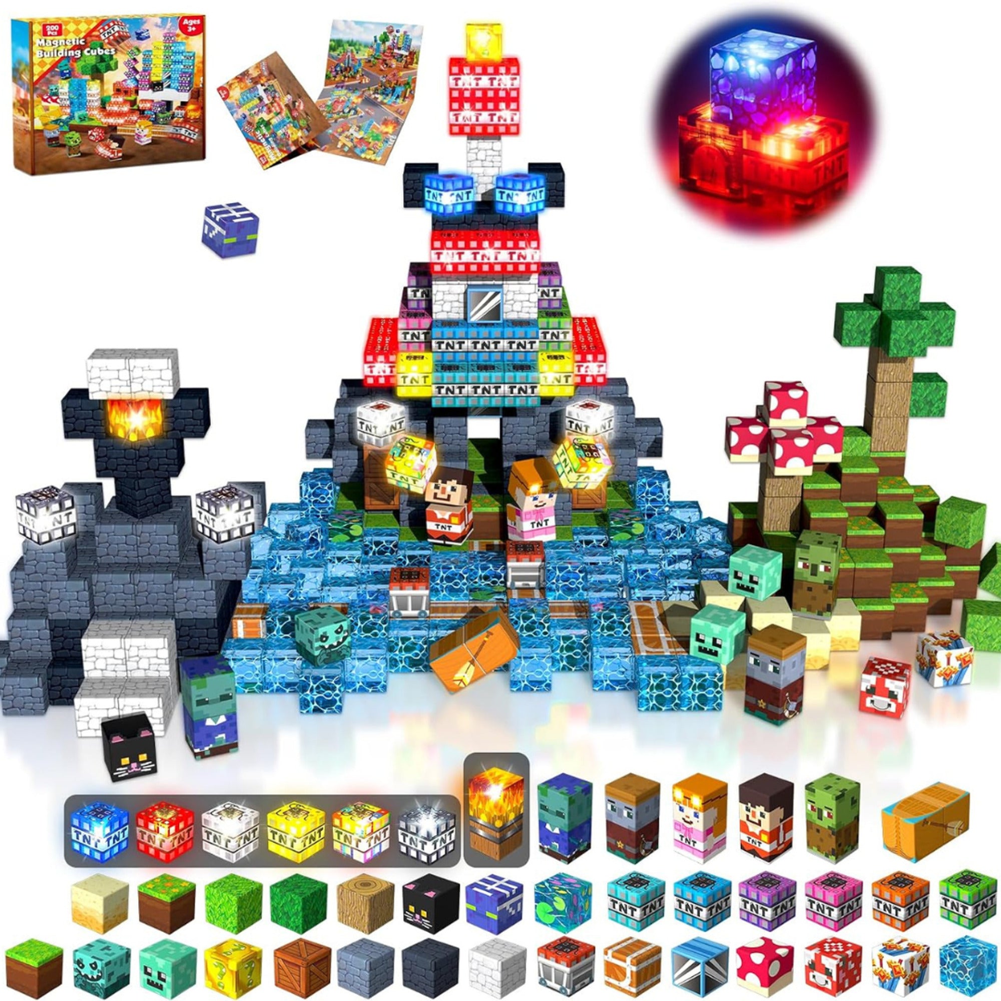 Light-Up Magnetic Building Blocks With Glowing Patterns Snap Together Easily No Instructions Needed For Creative Play - Image 2