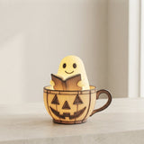 Lighted Ghost Halloween Decor Figurine Reading Book With Stained-Glass Style Light Effect - Image 1