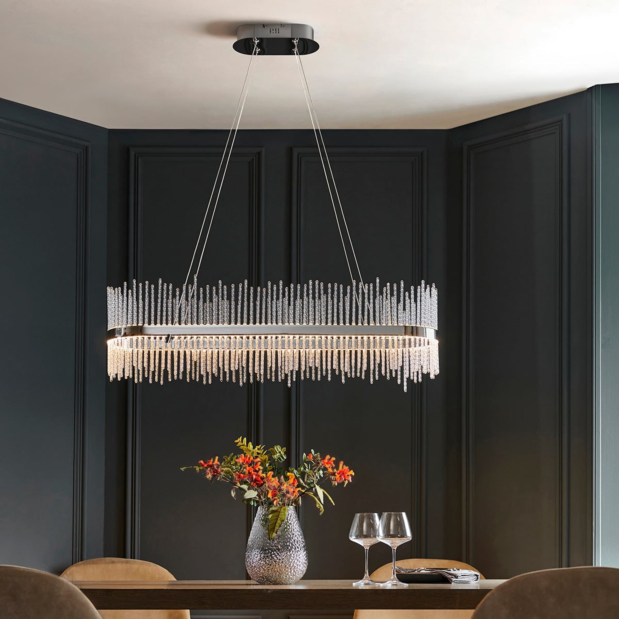 Linear Metal And Crystal LED Chandelier - Image 10