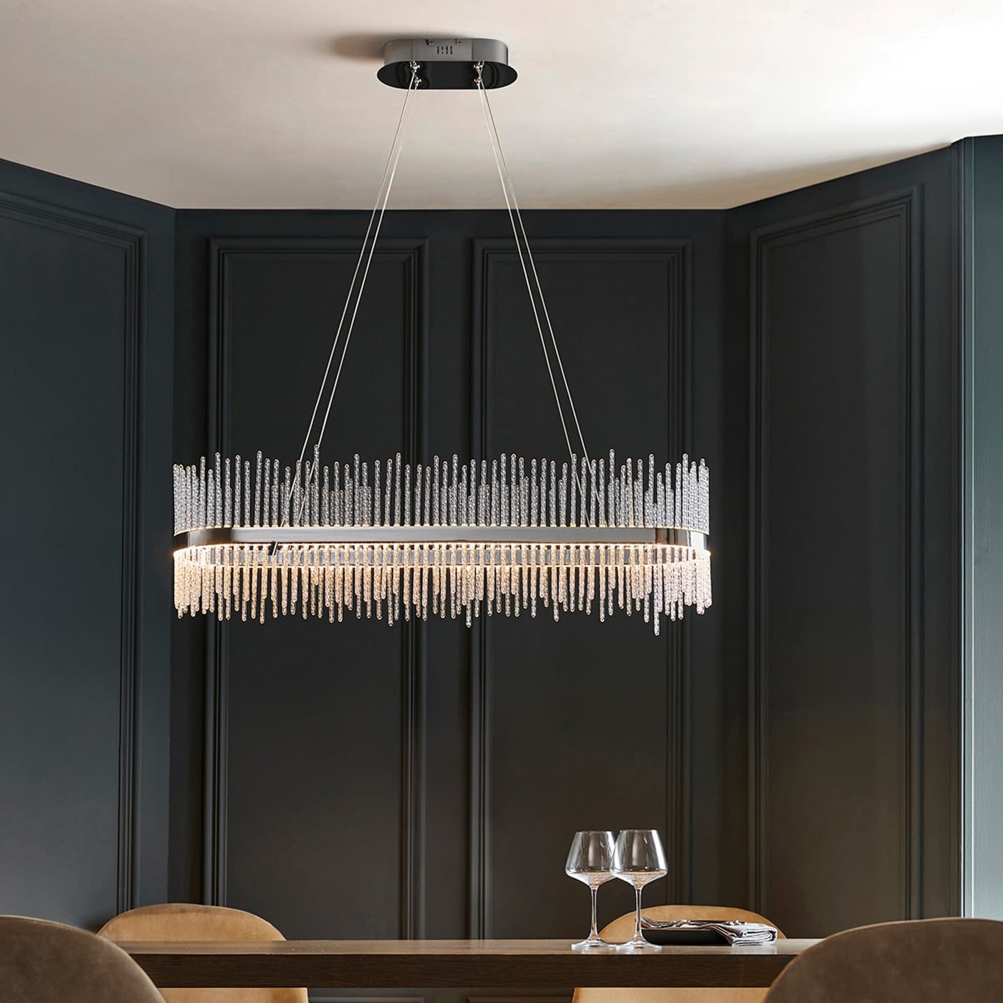 Linear Metal And Crystal LED Chandelier - Image 11