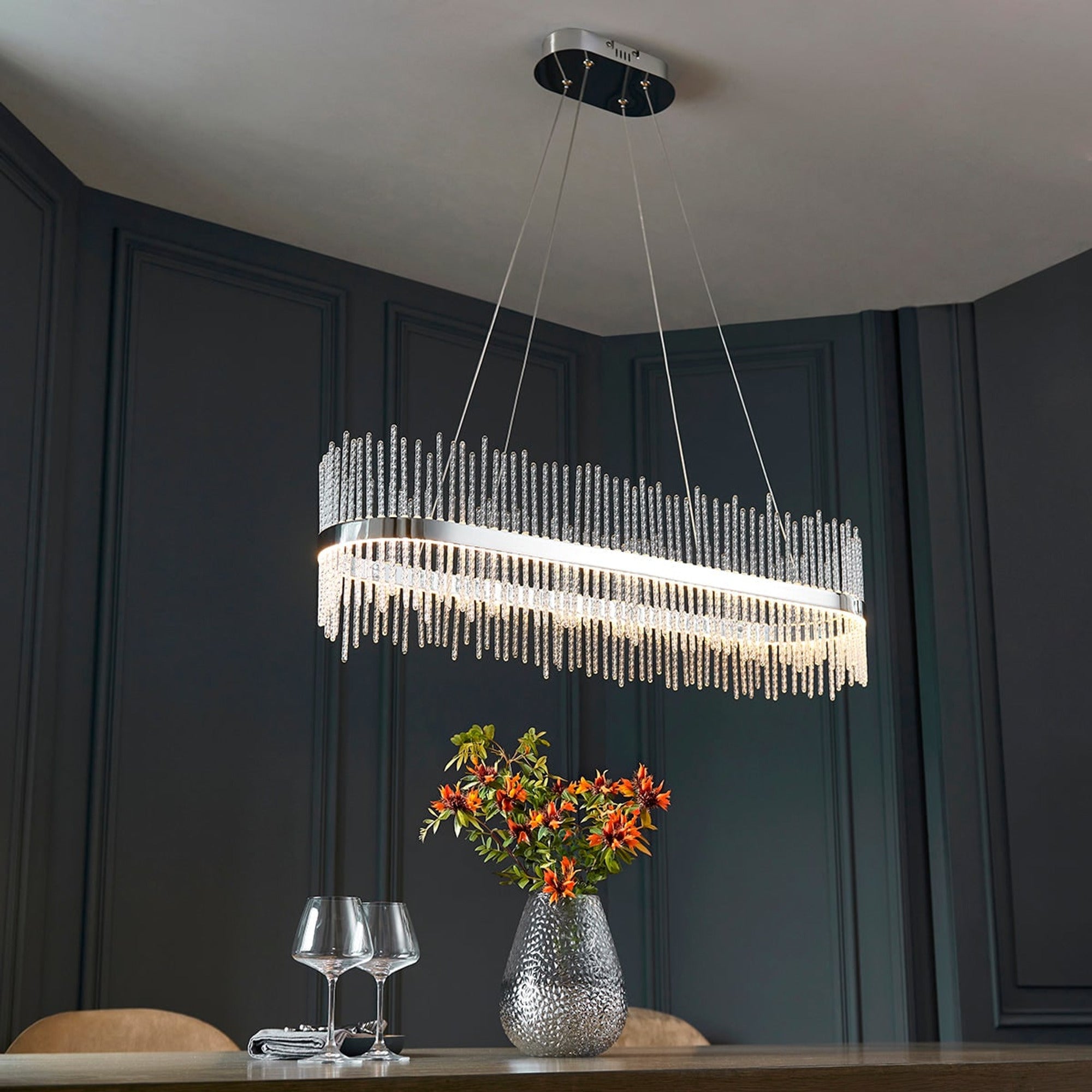 Linear Metal And Crystal LED Chandelier - Image 12