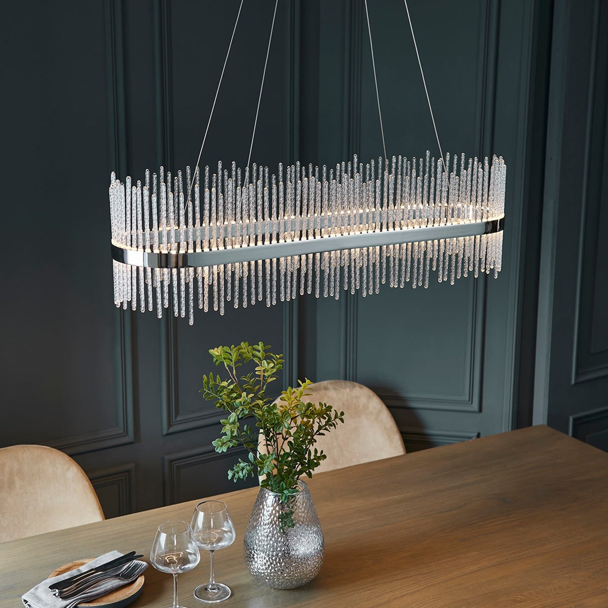 Linear Metal And Crystal LED Chandelier - Image 13