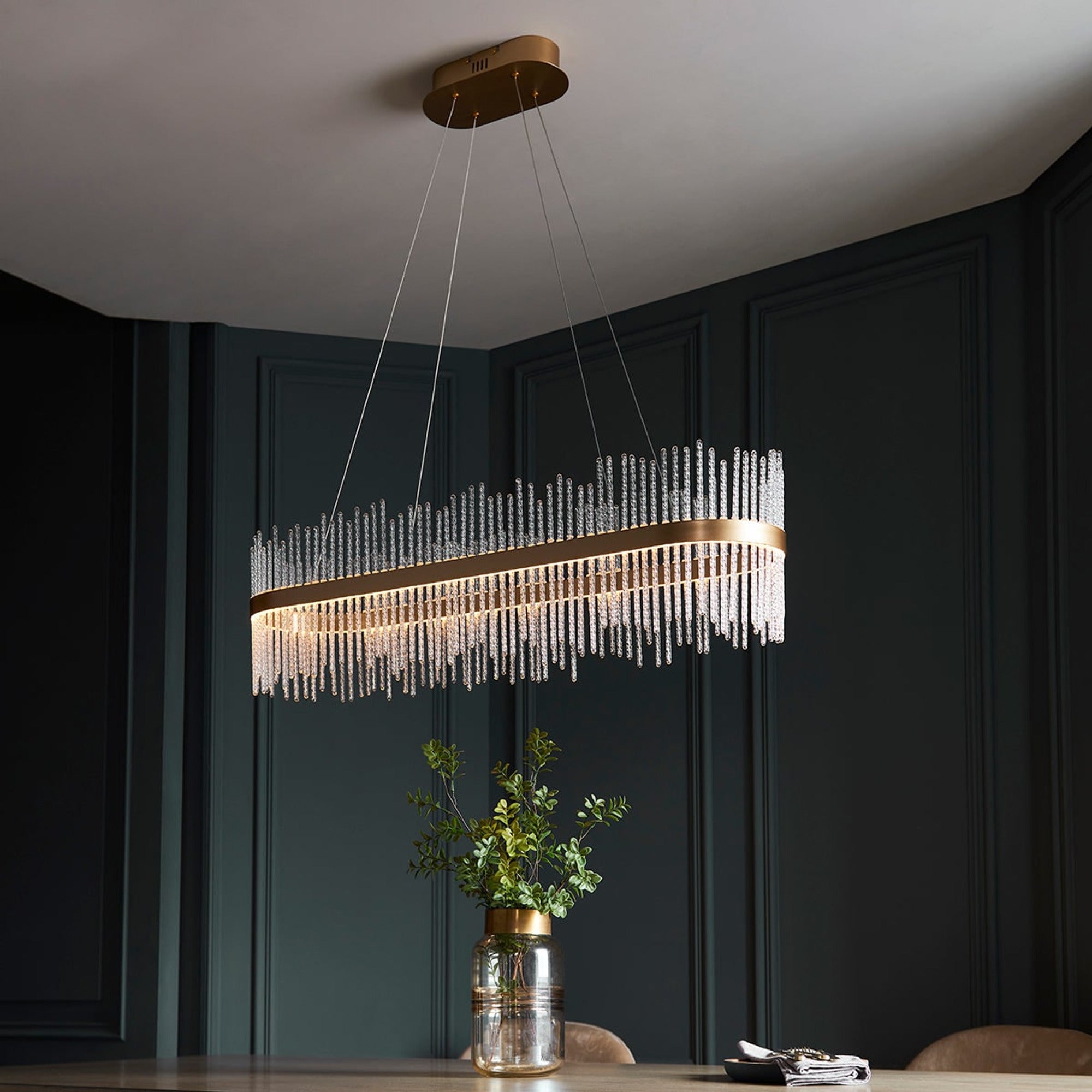 Linear Metal And Crystal LED Chandelier - Image 4