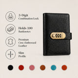 Lockable A6 Savings Notebook With Combination Lock Croc-Embossed Leather - Image 7