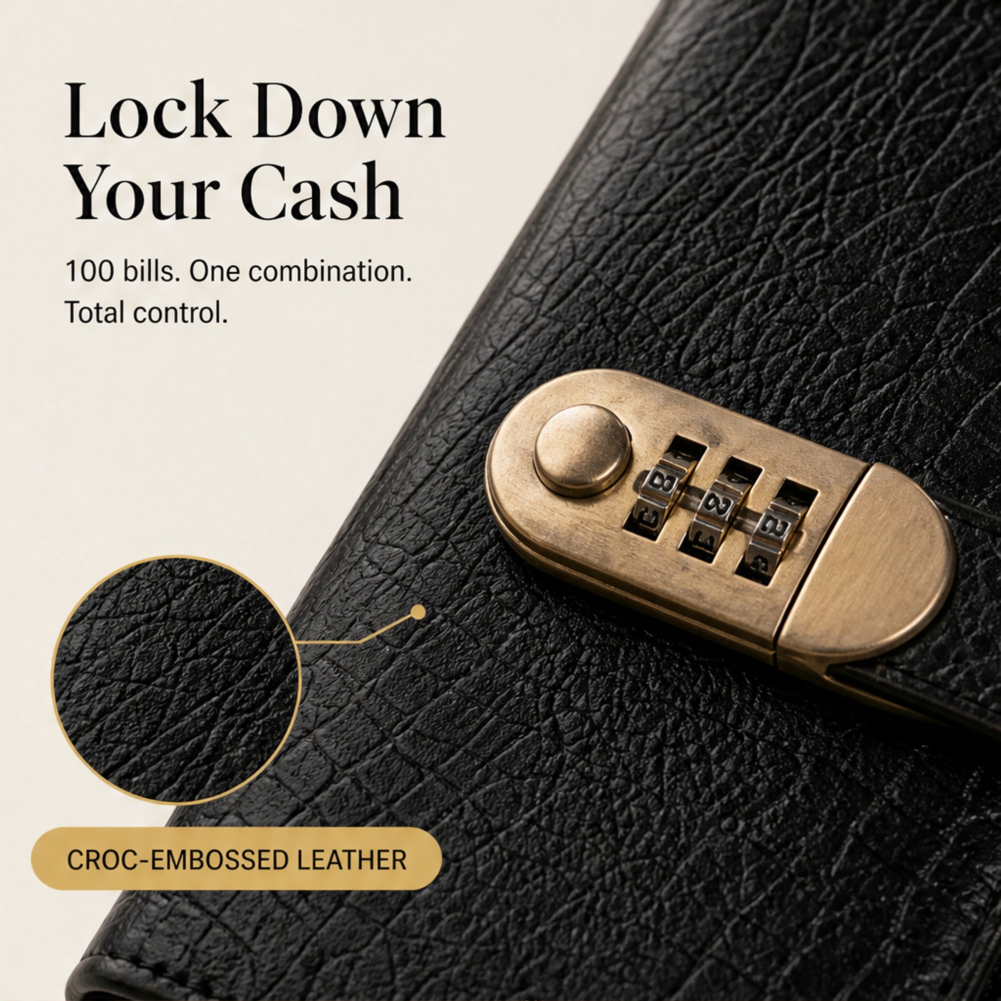 Lockable A6 Savings Notebook With Combination Lock Croc-Embossed Leather - Image 8
