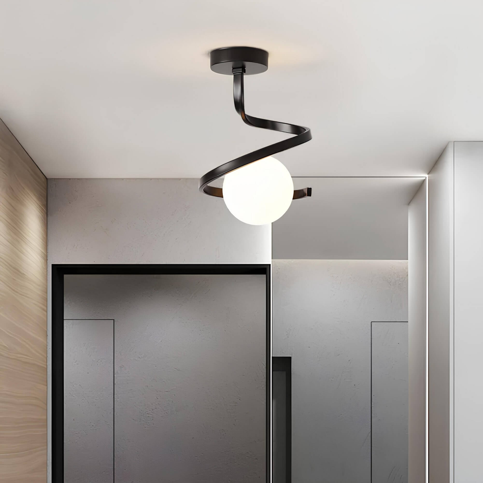 Modern Iron Glass Ceiling Light 1-Light Lasson Living
