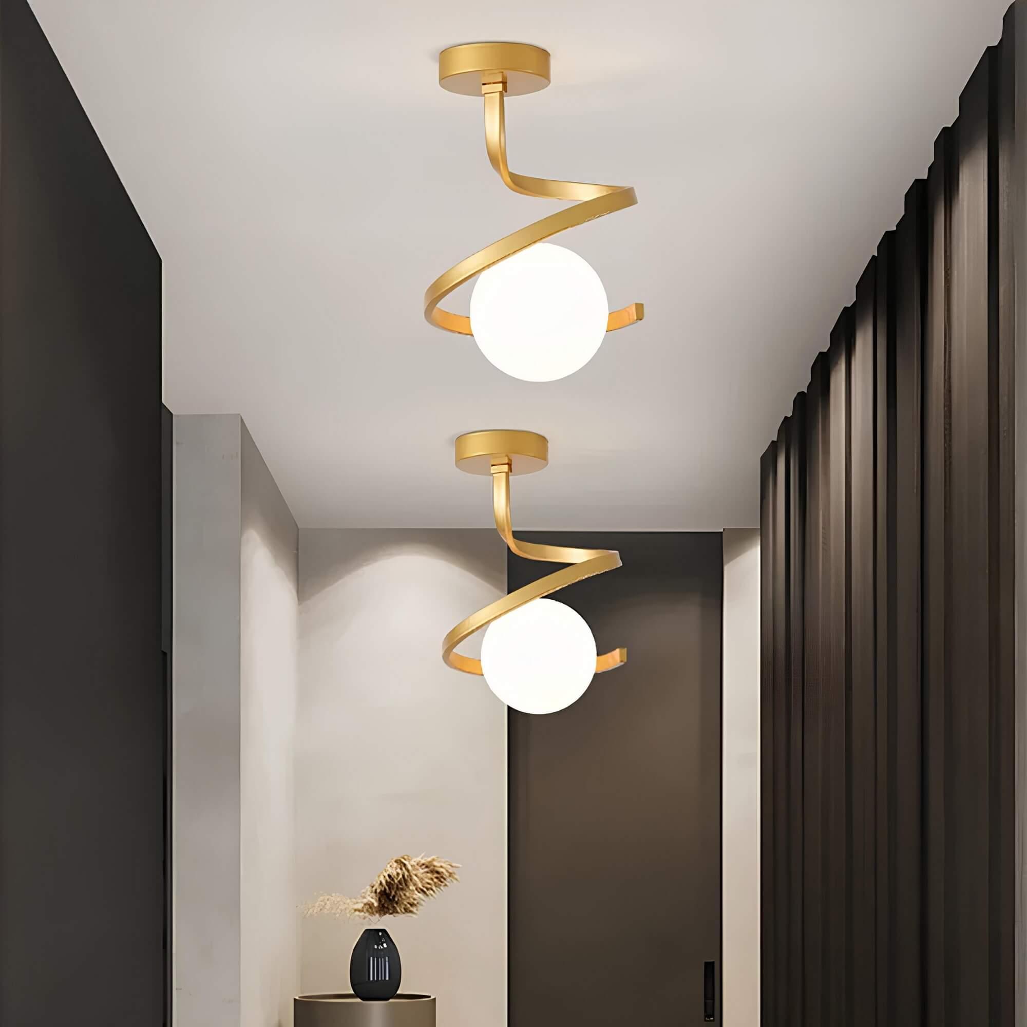 Modern Iron Glass Ceiling Light 1-Light Lasson Living