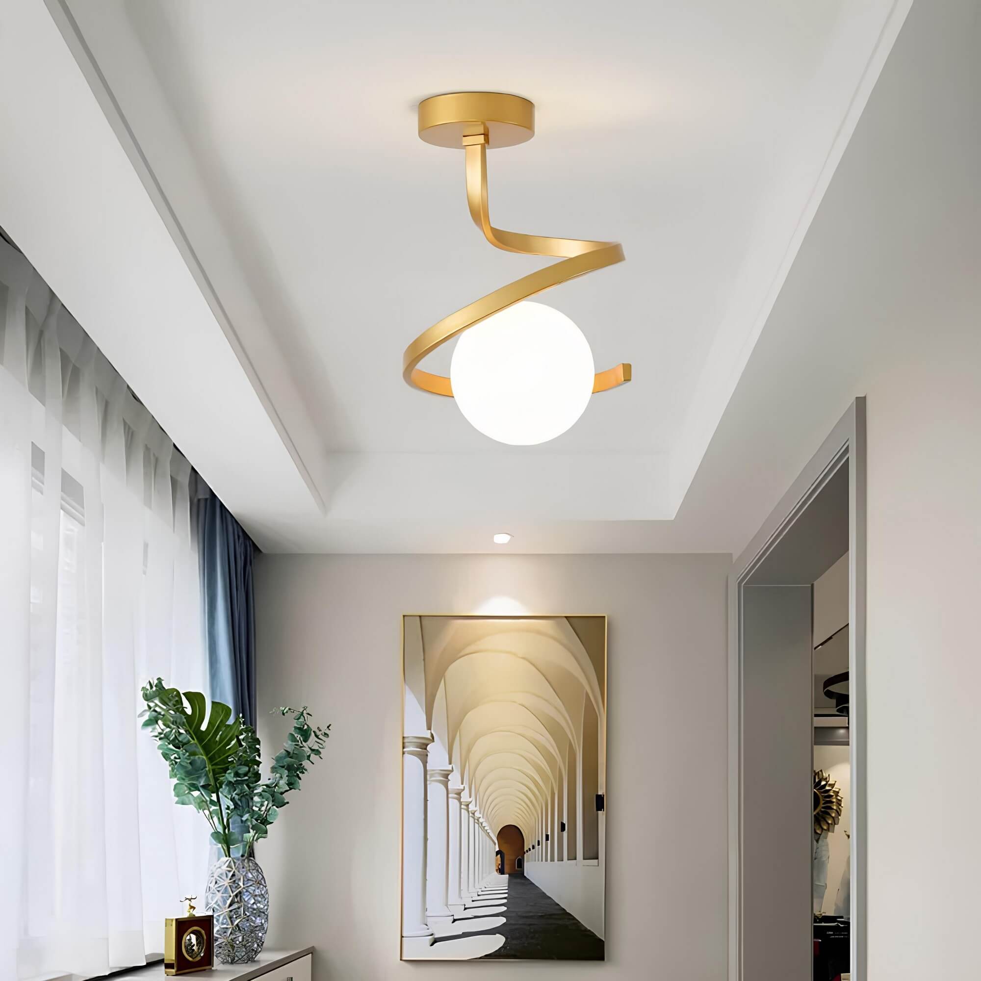 Modern Iron Glass Ceiling Light 1-Light Lasson Living