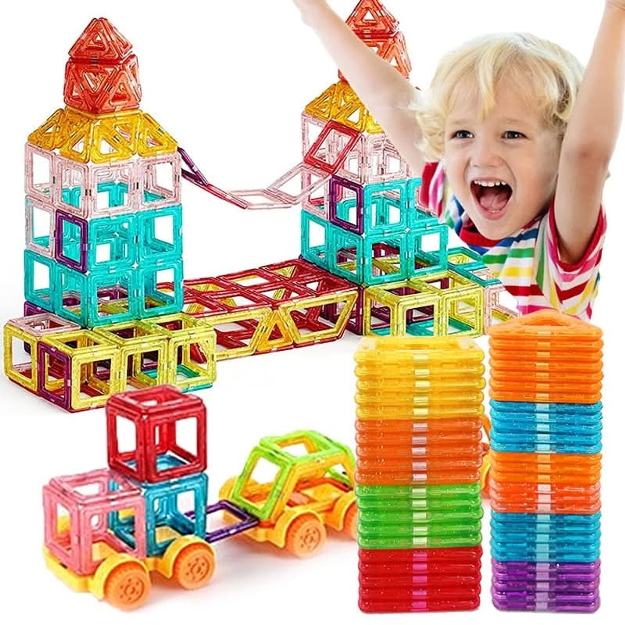 Magnetic Building Blocks -Piece Creative Construction Set For Kids Aged 4 - Image 5