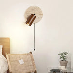 Modern Travertine Wood Rotatable Wall Sconce LED 1-Light Lasson Living