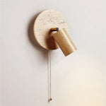 Modern Travertine Wood Rotatable Wall Sconce LED 1-Light Lasson Living
