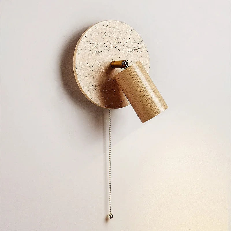 Modern Travertine Wood Rotatable Wall Sconce LED 1-Light Lasson Living