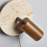 Modern Travertine Wood Rotatable Wall Sconce LED 1-Light Lasson Living