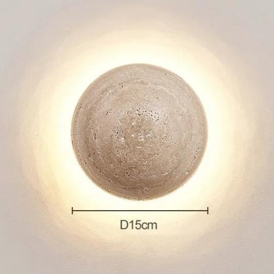 Modern Minimalist Travertine Round Wall Sconce LED 1-Light Lasson Living