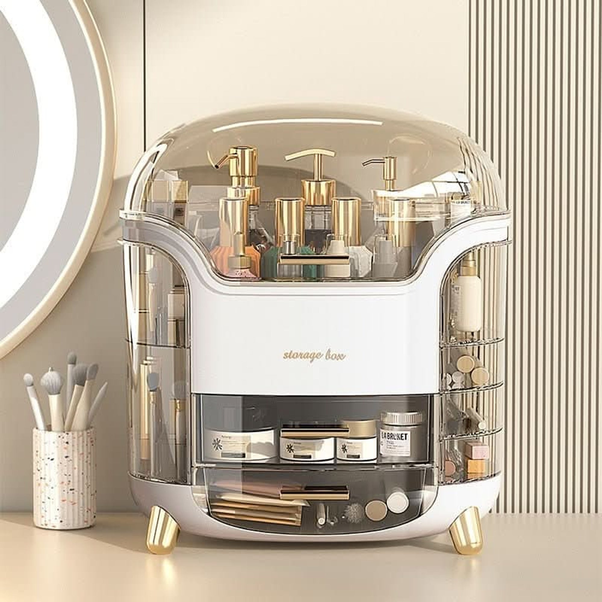Makeup Organizer With Dustproof Waterproof Lid For Cosmetics - Image 1