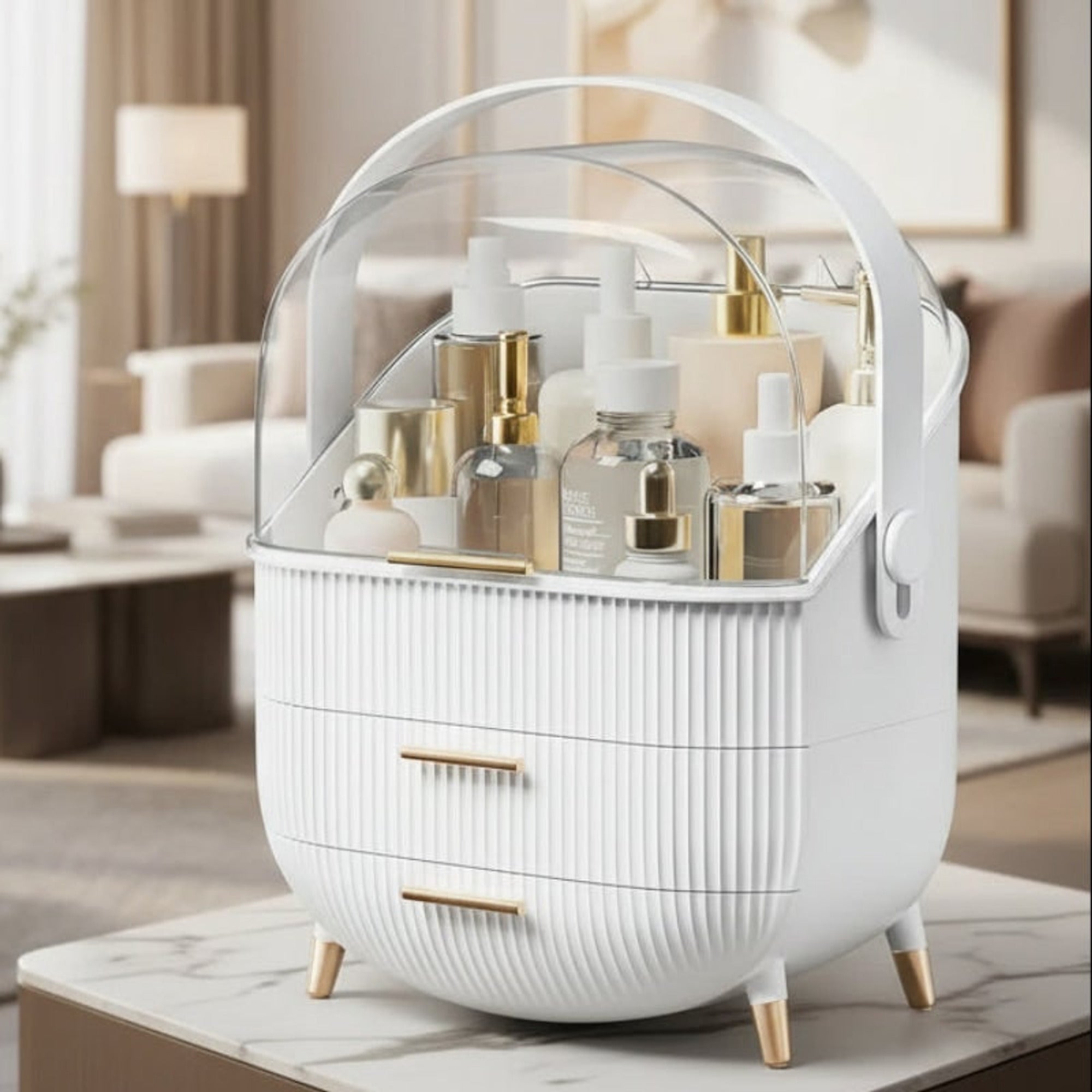 Makeup Organizer With Dustproof Waterproof Lid For Cosmetics - Image 3